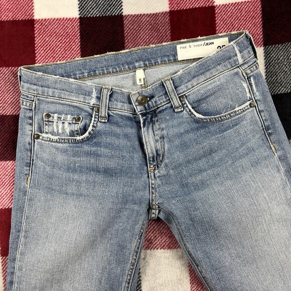 Rag & Bone Jeans Womens 25 Blue Dre Low Rise Skinny Leg Fray Hem Denim - Picture 2 of 11
